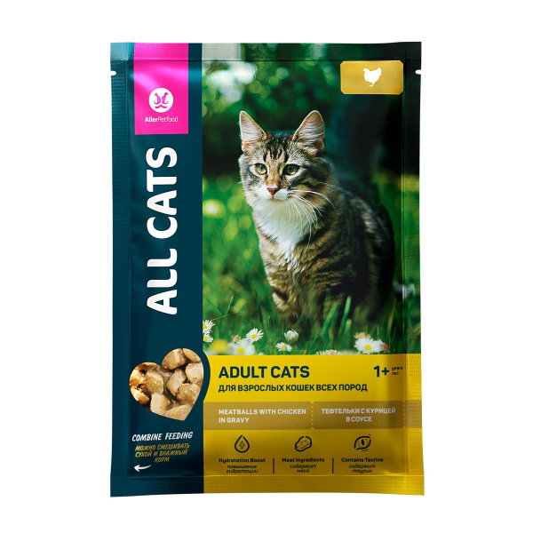 ALL CATS д/кошек пауч тефтельки с курицей в соусе 85г