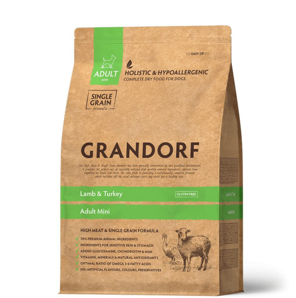 GRANDORF DOG Lamb&Turkey MINI ягненок с индейкой для взрослых собак мелких пород 8кг