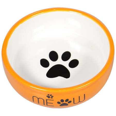 Миска Mr.Kranch керамическая для кошек MEOW 380 мл, оранжевая