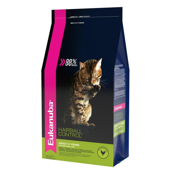 ЭУКАНУБА CAT хэйрболл с дом. птицей 400г