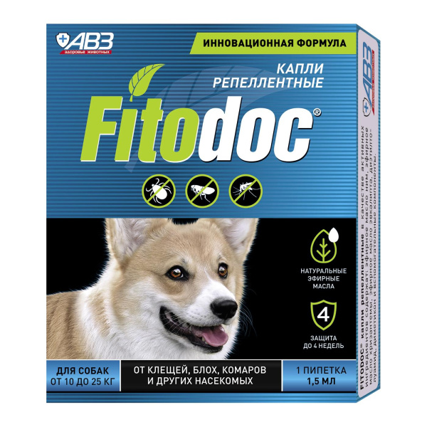 FITODOC капли репеллентные для собак от 10 до 25 кг (1 пип. по 1,5 мл)
