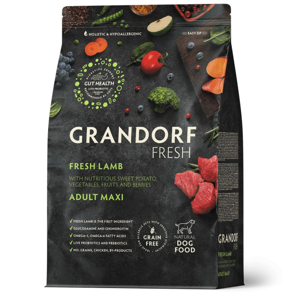 GRANDORF Fresh Dog Adult MAXI Lamb&Sweet Potato Свежее мясо ягненка с бататом д/собак круп. пор.10кг