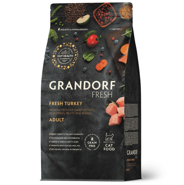 GRANDORF Fresh Cat ADULT Turkey&Sweet Potato Свежее мясо индейки с бататом для кошек 2кг