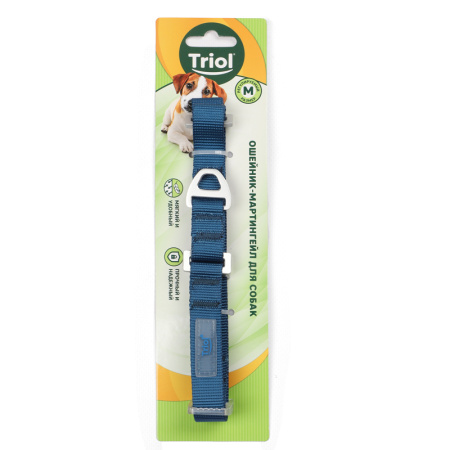 Ошейник-мартингейл (полуудавка) нейлоновый "Стандарт" M, синий, 20*380-540мм, Triol