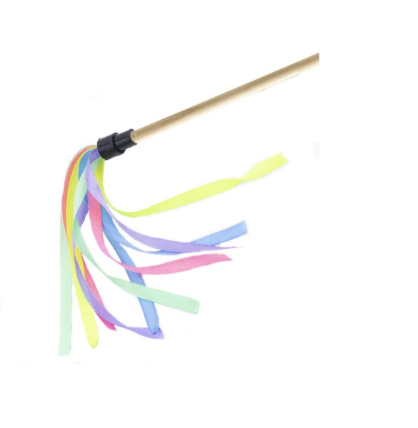 sh-07910 Gosi Дразнилка для кошек Neon "Радужные ленточки" деревянная палочка 30см.