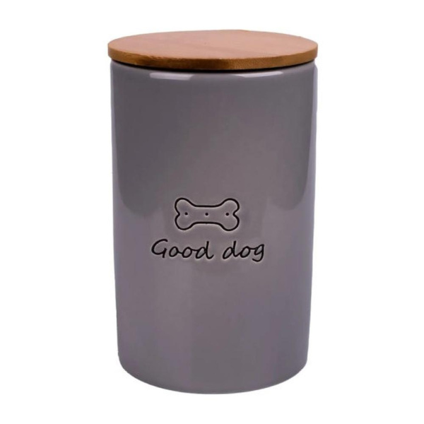 КерамикАрт бокс керамический для хранения корма для собак GOOD DOG 850 мл, серый