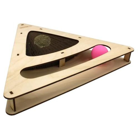 sh-007622 GoSi Игровой трек для кошек "Треугольник АЛЬТАИР" с шариком и когтеточкой из сотов. напол