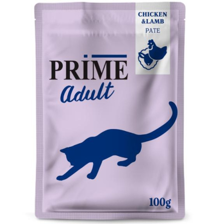 PRIME пауч 100г Паштет из курицы и ягненка, для кошек