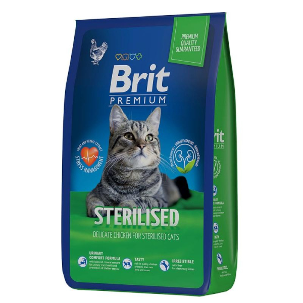 Брит Premium Cat Sterilized Chicken сухой корм премиум класса с кур д/взр Стерил кошек 0,4 кг