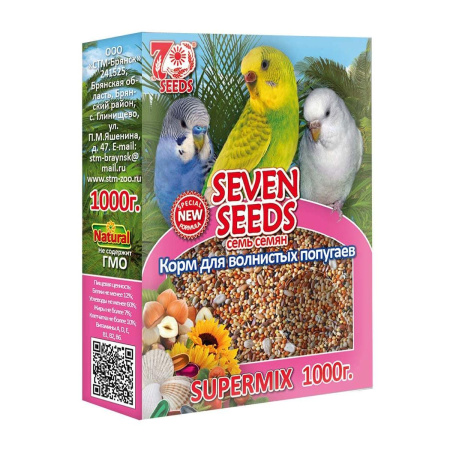 SEVEN SEEDS SUPERMIX корм д/волнистых попугаев 1000г (1*6) S301