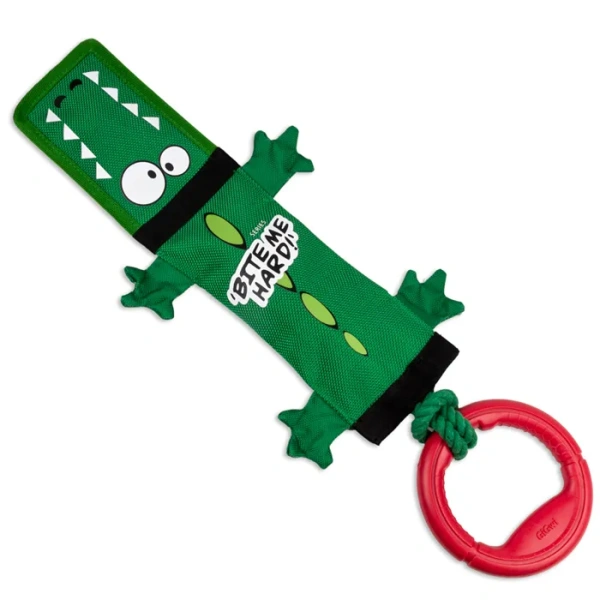 GiGwi 75525 Крокодил с пищалкой,веревкой и резиновым кольцом