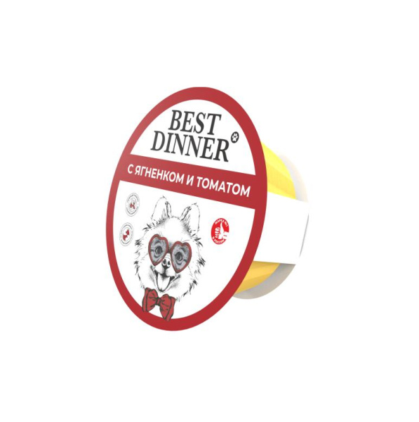Best Dinner Влажный конс. корм для взрослых собак С ЯГНЕНКОМ И ТОМАТАМИ паштет 100 гр