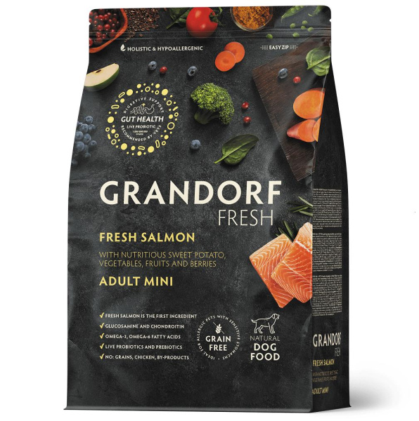 GRANDORF Fresh Dog Adult MINI Salmon&Sweet Potato Свежее филе лосося с бататом д/собак мел. пор. 3кг