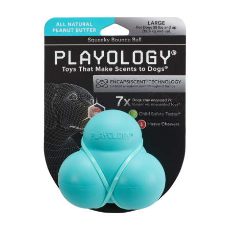 Playology хрустящий жевательный тройной мяч SQUEAKY BOUNCE BALL с пищалкой и с ароматом арахиса, гол