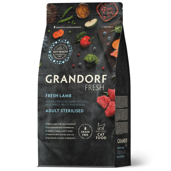 GRANDORF Fresh Cat STERILISED Lamb&Sweet Potato Свежее мясо ягненка с бататом д/стерил.кошек 2кг