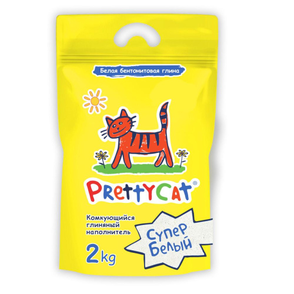 PRETTY CAT Супер белый Наполнитель комкующийся с детской присыпкой 2 кг