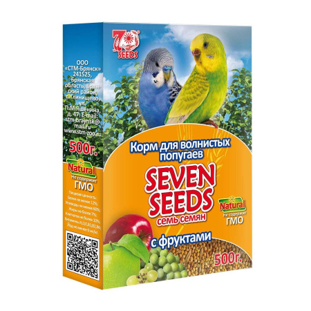 SEVEN SEEDS корм д/волнистых попугаев с фруктами 500г (1*12) S103
