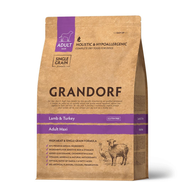 GRANDORF DOG Lamb&Turkey MAXI Ягненок с индейкой для взрослых собак крупных пород 10кг