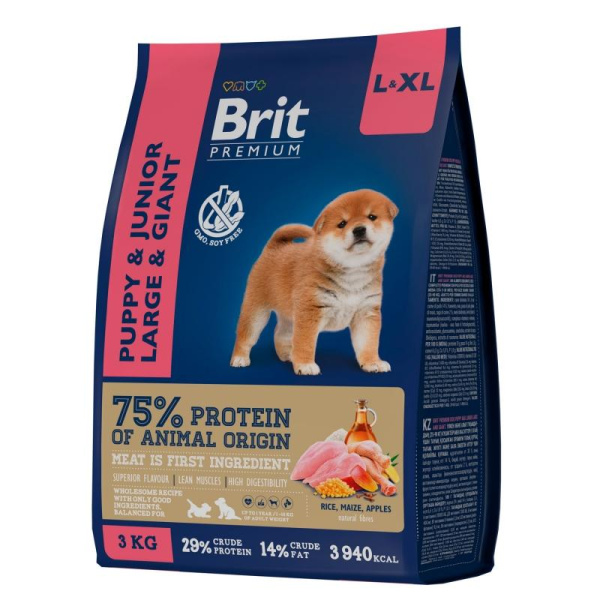Брит Premium Dog Junior Large с кур. д/молодых (1–30 мес) крупных (25–90 кг) собак , 3 кг