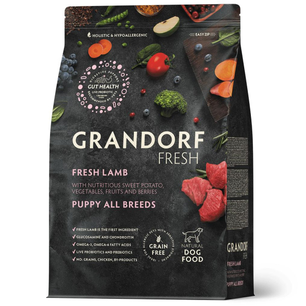 GRANDORF Fresh Dog PUPPY Lamb&Sweet Potato Свежее мясо ягненка с бататом для щенков 3кг
