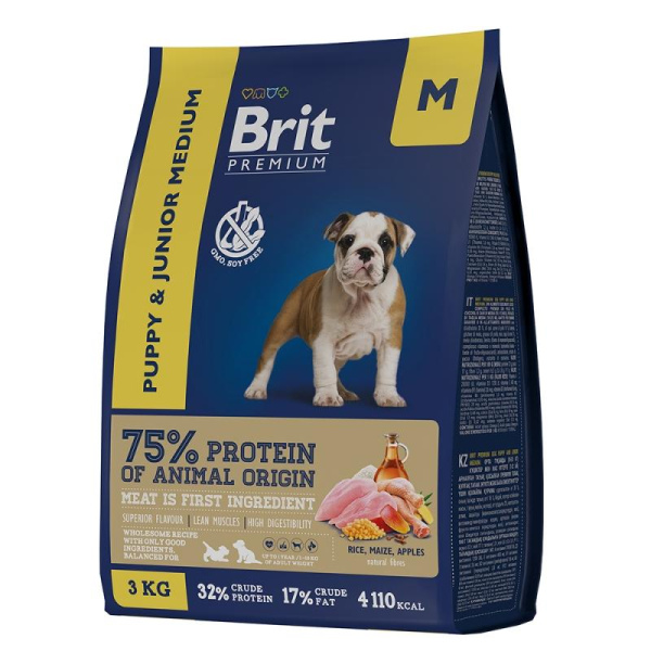 Брит Premium Dog Puppy and Junior Medium с кур.для щ.и мол.собак ср.пород 8 кг