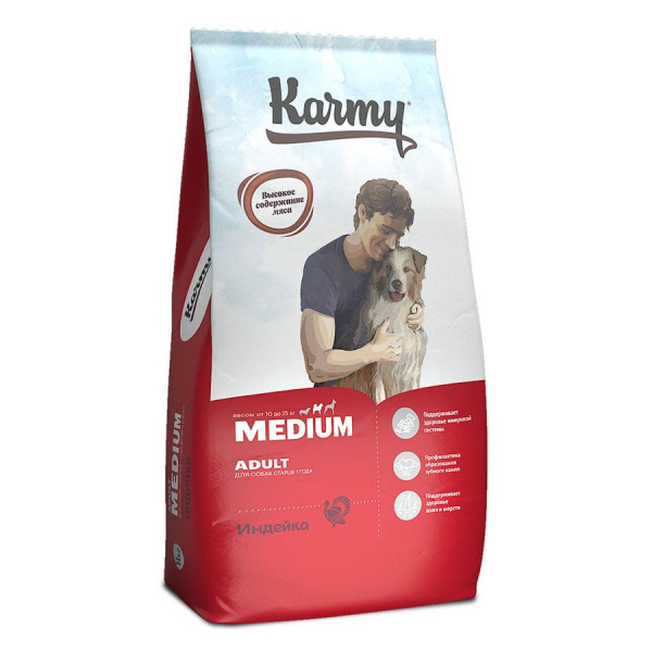 Karmy д/собак средних пород Медиум Эдалт Индейка 14кг