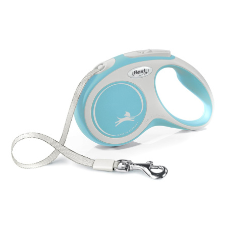 Flexi рулетка NEW LINE Comfort XS (до 12 кг) лента 3 м серый/голубой