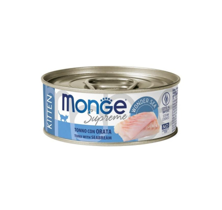 Влажный корм Monge Supreme kitten для котят из тунца с дорадо, консервы 80 г