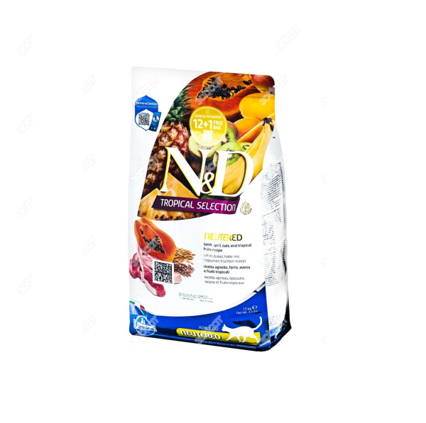 Farmina N&D Tropical Cat для стерилизованных кошек с ягнёнком, 1,5 кг