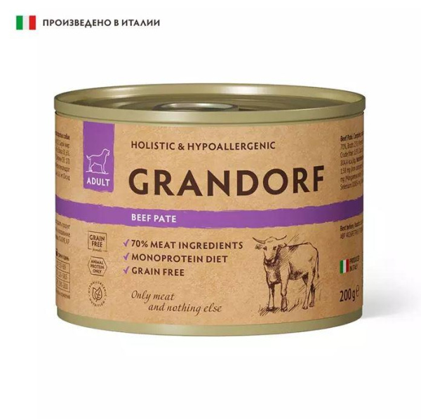 GRANDORF консервы д/соб. Паштет из Говядины 200 г