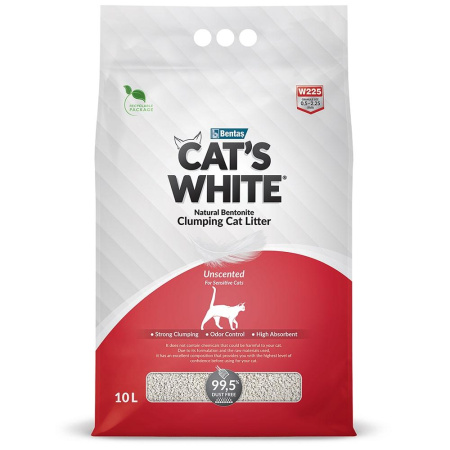 Cats White Natural комкующийся наполнитель натуральный без ароматизатора для кошачьего туалета 10л
