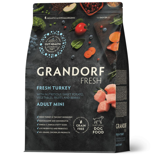 GRANDORF Fresh Dog Adult MINI Turkey&Sweet Potato Свежее мясо индейки с бататом д/собак мел. пор.3кг