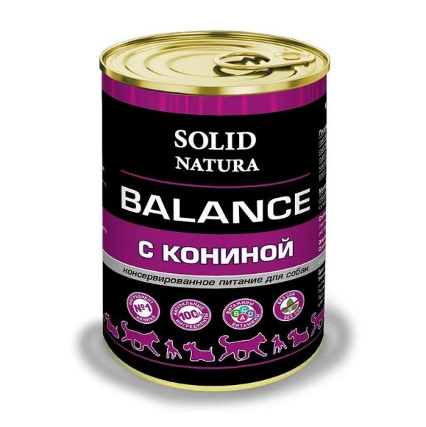 Solid Natura Balance консервы д/собак Конина 0,34кг