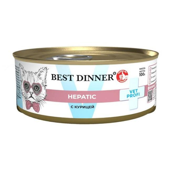 Best Dinner Vet Profi Hepatic консервированный корм для кошек. Паштет с курицей 100 гр