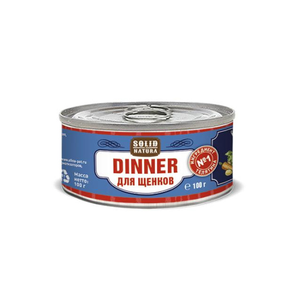 Solid Natura Dinner консервы д/щенков Телятина 0,1кг