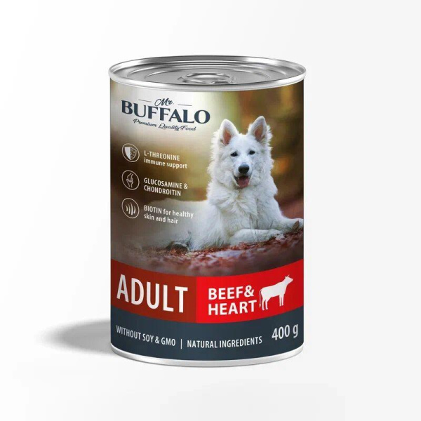 Mr.Buffalo кон. ADULT 400г (говядина и сердце) д/собак