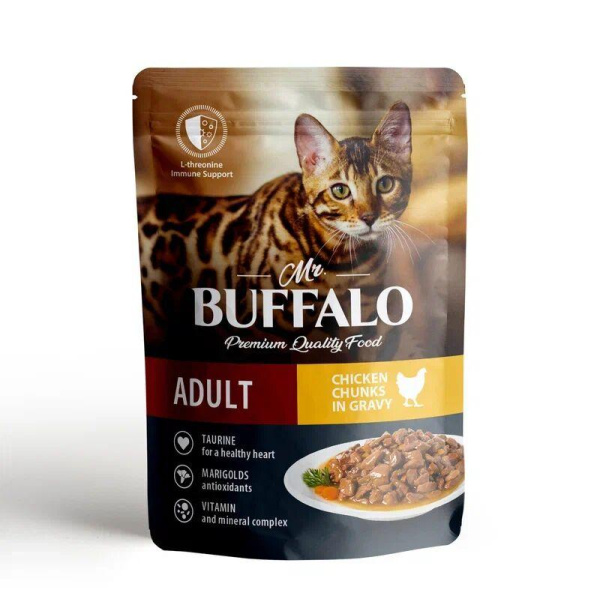 Mr.Buffalo пауч ADULT 85г (цыпленок в соусе) д/кошек