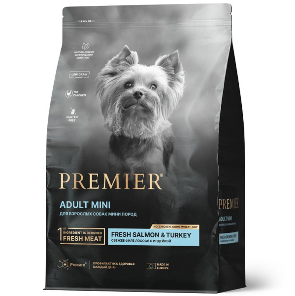 Premier Dog Salmon&Turkey ADULT Mini (Лосось с индейкой для соб. мелких пород) 3 кг