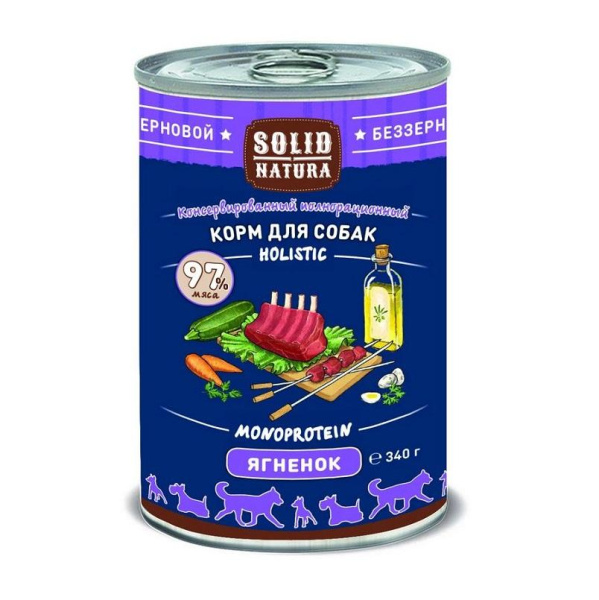 Solid Natura Holistic консервы д/собак Ягненок 0,34кг