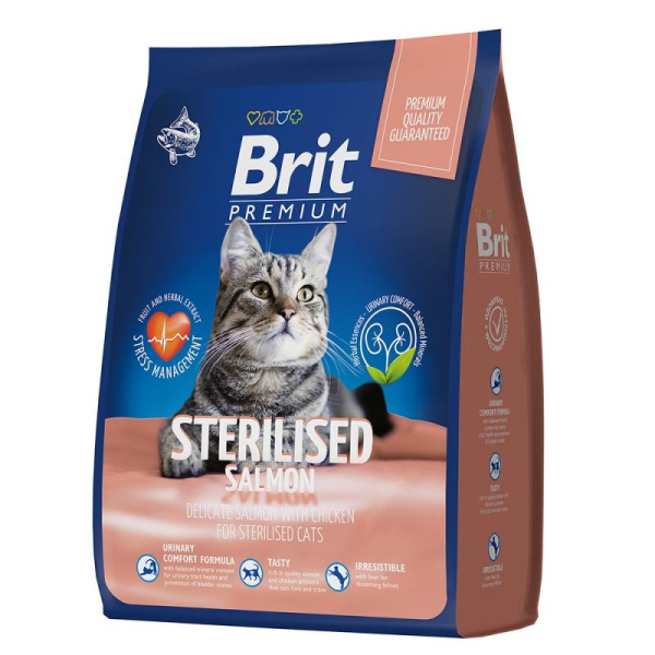 Брит Premium Cat Sterilized Salmon & Chicken сухой премиум кл с лос и кур д/взр стерил 0,4 кг