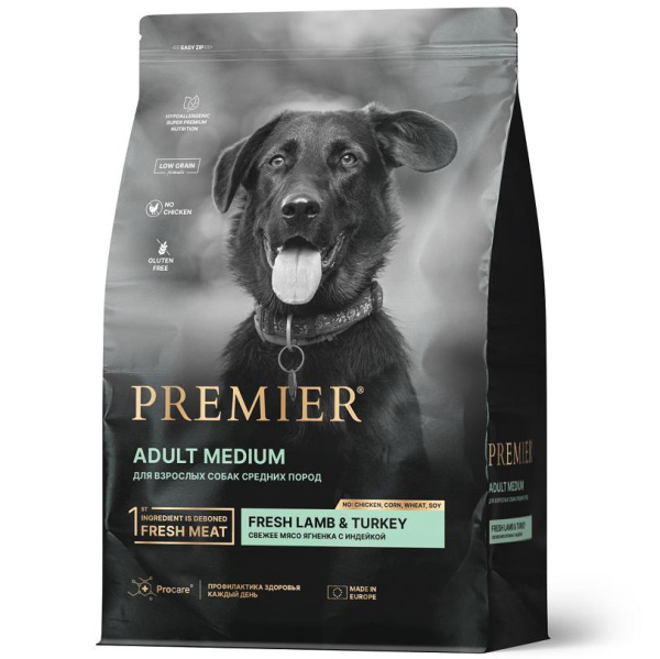 Premier Dog Lamb&Turkey ADULT Medium (Ягненок с индейкой для соб. средних пород) 10кг