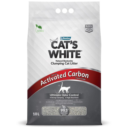 Cats White Activated Carbon комкующийся наполнитель с активированным углем д/кошачьего туалета 10л