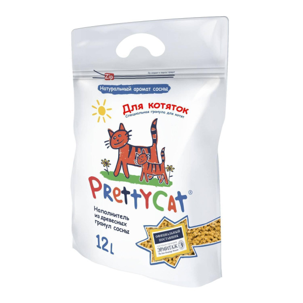 PRETTY CAT Wood Granules Наполнитель древесный д/котят 4кг/12л