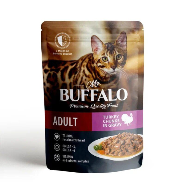Mr.Buffalo пауч ADULT SENSITIVE 85г (индейка в соусе) д/кошек