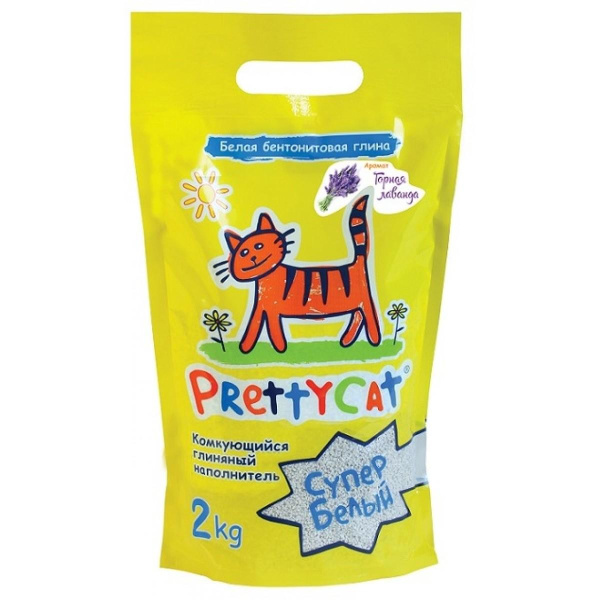 PRETTY CAT Супер белый Наполнитель комкующийся с ароматом лаванды 2 кг