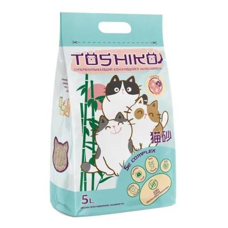 TOSHIKO натуральный комкующийся наполнитель древесный сакура 1,9кг/5л