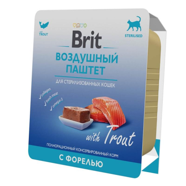 Брит Premium Воздушный паштет Форель для стерилизованных кошек, 100 гр