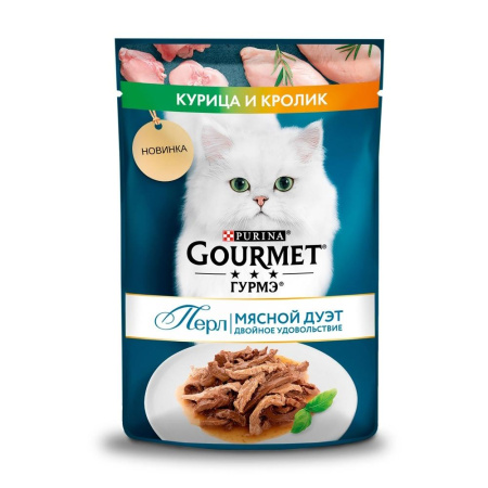 Gourmet Перл д/кошек 75г Пакетики кролик/курица