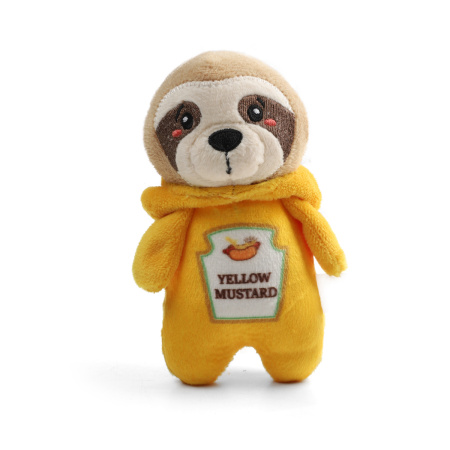 GiGwi PLUSH FRIENDZ Игрушка мягкая для собак "Ленивец в костюме горчицы с пищалкой", 130мм