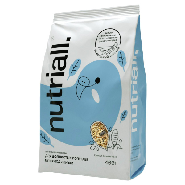 Nutriall корм д/волнистых попугаев в период линьки 400г